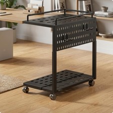 2-Tier Computer Desk Stand with Wheels | Ventilated, for Home Office Black picture