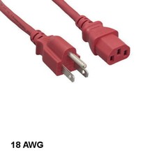 Kentek Red 2' Power Cord NEMA 5-15P/IEC-60320 C13 18AWG 10A 125V SVT Universal picture