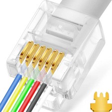 NECABLES 20Pack RJ11/RJ12 Pass Through Connector 6P6C Telephone Modular Plug. picture
