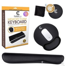 4pc Wrist Rests for Keyboard and Pad Set - Memory Foam Cushion, Black - Ergon... picture