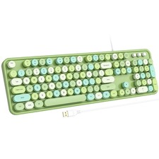 Atelus Computer Keyboard Wired, Typewriter Style, Plug Play Green Colorful picture