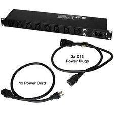 StarTech 8 Port Rack Mount PDU With C13 Outlets - 1U, 16/20A - 3 C13 Cords Incl. picture