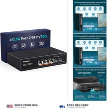 6 Port 2.5G PoE Switch Unmanaged, 4 x 2.5G Base-T PoE Ports, 2 x 10G picture