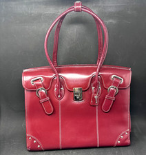 McKlein USA Large Leather Double Compartment Laptop Briefcase Dark Red picture
