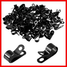 100Pcs 0.47 Inch R-Type Fence Wire Clamps with Screws,Black picture