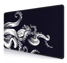 Large Gaming Mouse Pad Octopus Desk Mat Black White 35.4x15.7 Inch Keyboard picture