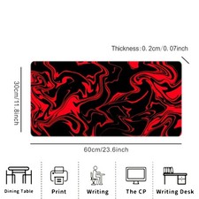 Black and Red Fluid Line Texture Pattern, Large Mouse Pad, Keyboard Mat, Non-S picture