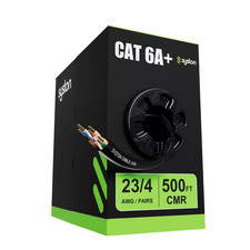 500 Ft. Cat6A UTP CMR Riser Bulk Ethernet Cable, Black, 23 AWG Solid Bare Copper picture