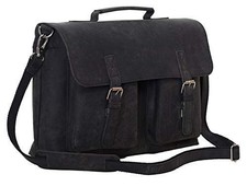 Premium 16-Inch Leather Laptop Briefcase for Men and Women Office Satchel picture
