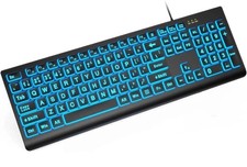 K11PRO Large Print Backlit Keyboard Wired USB Lighted 7 Color LED Keys Board picture