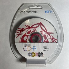 Memorex Tattoo CD-R 10 Pack 52 X 700 MB 80 Min NEW Sealed Blank Tattoo Themes 4 picture