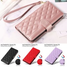 Luxury Leather Strap Grid Wallet Cover Case For 17 16 15 13 14 12 11 Pro Max XR picture