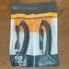 Cenepor Coiled Fast Charging USB-C to Lightning Cable 3 ft Black 2-Pack picture