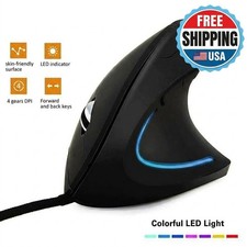 Ergonomic Vertical Wired Mouse Right Hand RGB 3200 DPI USB Optical Black picture