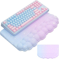 Computer Keyboard Stand Pad with Wrist Rest Purple Blue Cloud Keyboard Pad picture