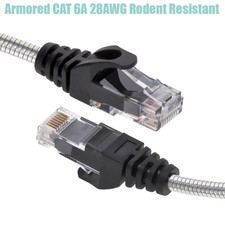 150FT Cat6A RJ45 Network LAN Armored Patch Cable Rodent Resistant 24AWG Gold picture