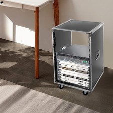16U Portable Rolling Cart Shelf Network Rack Audio Video Telecom Office US picture