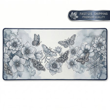 Gothic Moth Botanical Gaming Mouse Pad XXL Extended Desk Mat 36x18 Winter Floral picture