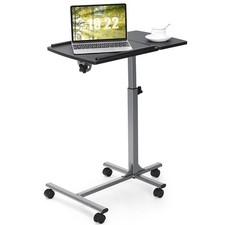 Adjustable Angle & Height Rolling Laptop Notebook Desk Stand Over Sofa Bed Table picture
