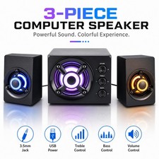 Wired Computer Speakers System Stereo Bass Subwoofer LED For Desktop Laptop PC picture