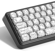 129 PCS White Topographic MOA PBT Keycap Set Fits 60/65/75/100% TKL Keyboard picture