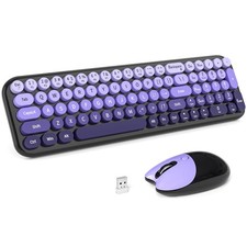 MOFII Wireless Keyboard and Mouse Combo, Compact Typewriter Retro Round Computer picture
