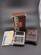 Vintage 1975 JC Penny Hand Held Calculator Rechargeable W/ Leather Case Untested picture