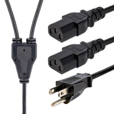 6FT UNIVERSAL Y-SPLITTER COMPUTER Dual Power Server CORD  UL CE USA picture