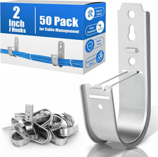 50 Pack2 Inch J Hooks for Cabling, Galvanized Steel Cable Supports picture