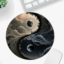 Round Yin Yang Moon Mouse Pad Non-Slip Gaming Desk Mat Office Home Decor Gift picture