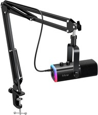 FIFINE AM8T RGB Gaming Microphone + Boom Arm Stand - USB/XLR - Black - In Box VG picture