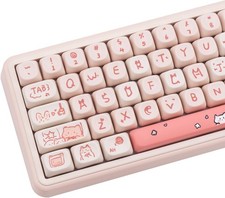 PBT Keycaps, 139 Keys Keycaps 75 Percent, Cute MOA Profile Key Pink Cat (MOA)  picture