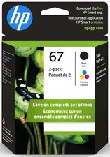 HP 67 Black/Tri-Color Ink Cartridges (2-Pack) Works with DeskJet 1255, 2700 picture