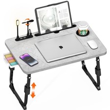 1 PC Height Adjustable Laptop Desk For Bed USB Storage Tray Light Stone picture
