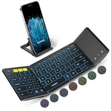 Samsers Full-Size Backlit Foldable Bluetooth Keyboard with Touchpad, Black picture