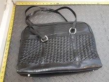 COLDWATER CREEK Black Leather Laptop/Computer Bag Tote Workwear Shoulder #S18 picture