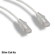 Kentek White 15' Slim Mini Cat6a Patch Cable 28AWG UTP Bare Copper Ethernet RJ45 picture