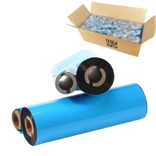 24 Rolls 4.33'' x 244' Wax Thermal Transfer Ribbon, Black, 1/2'' Core for Deskto picture