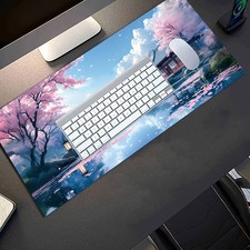 1pc Diatom Mud Extra Large Mouse Pad, Japanese Cherry Blossom Lake Scenery Pat picture