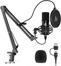 USB Microphone, MAONO 192KHZ/24Bit Plug & Play PC Computer Podcast A04, Black picture