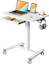 Mobile Standing Desk with Drawer Portable Laptop Workstation Adjustable Height picture