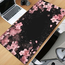 1pc Large Mouse Pad Gaming Mouse pad with Pink Cherry Blossom on Black Design, picture