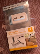 Belkin USB Plus Hub 4 Port USB 2.0 Desktop Hub With Adapter Open Box picture