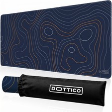 XL Contour Map Mouse Pad, Navy Blue & Orange Topographic Desk Mat 31.5x11.8 i... picture