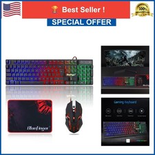 BlueFinger RGB Gaming Keyboard and Backlit Mouse Combo USB Wired LED Set for PC picture