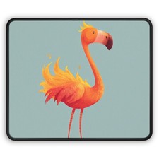 Flamingo Illustration Gaming Mouse Pad | Orange Bird Desk Mat picture