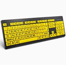 Large Print Keyboard w/ Numeric Keypad, Black/Yellow English QWERTY picture