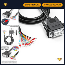 DB15 Female to Bare Wire 10ft Extension Cable, 24AWG D-SUB 15 Pin Connector, Mar picture