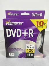 MEMOREX DVD+R 10 Pack 4X 4.7 GB 120 min RW Recordable Slim Jewel Case picture