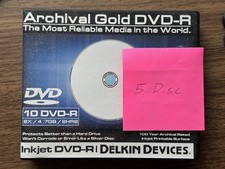 Delkin Devices Archival Gold DVD-R 5 Pack The 100 Year Disc New  picture